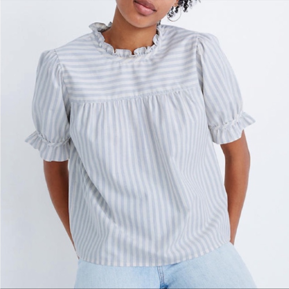 NWOT Madewell Gray Striped Blouse